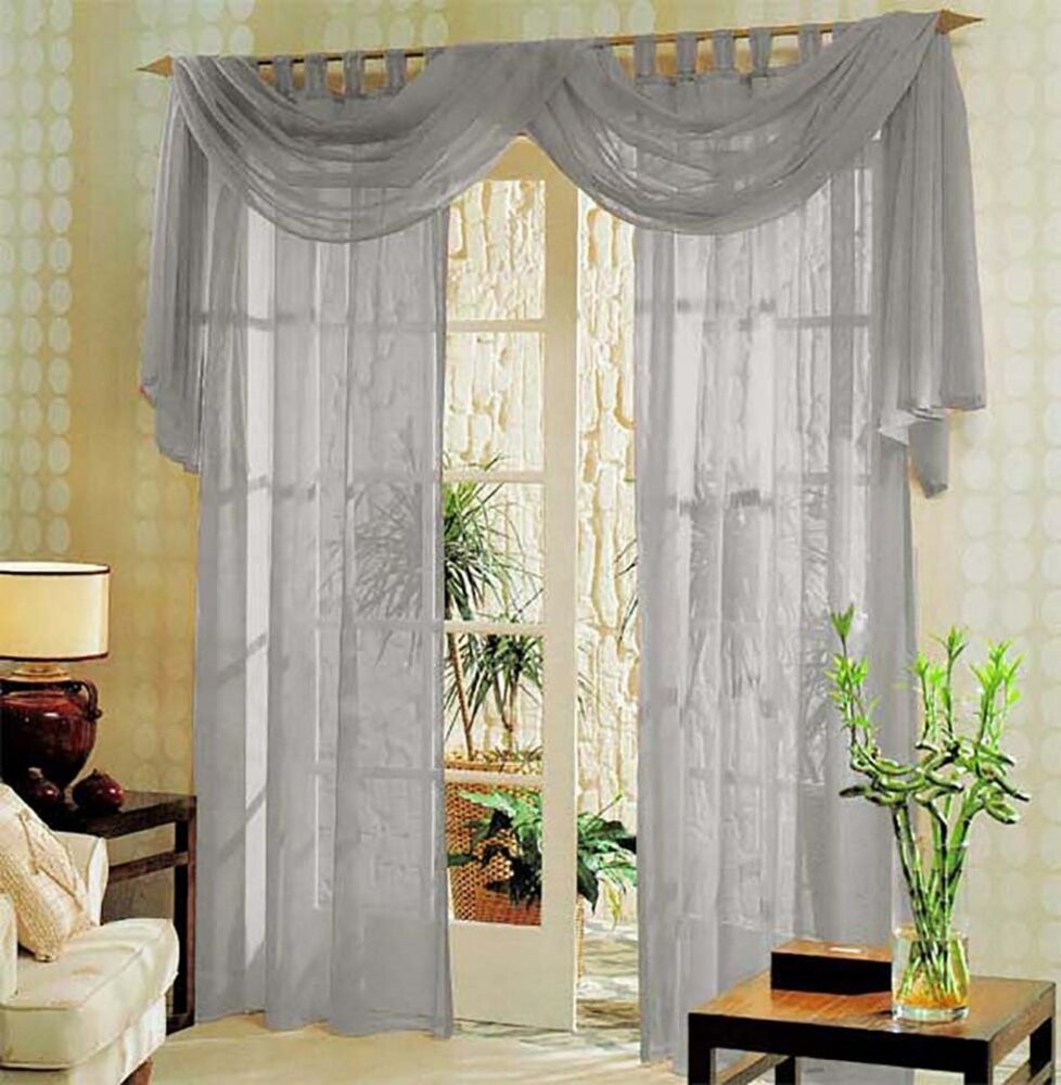 Gardinenbox Gardine, Schlaufen (3 St), transparent, Voile, Voile komplett Gardinen Set 3 teilig Bild 1