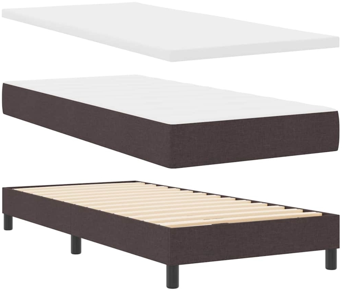 vidaXL Boxspringbett mit Matratze Dunkelbraun 100 x 200 cm Stoff 3339950 Bild 1