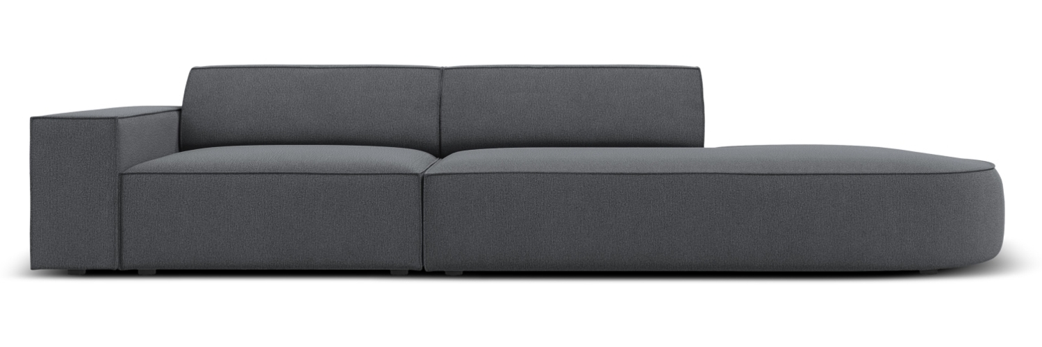 Micadoni 3-Sitzer Sofa Jodie offen runde Recamiere Rechts Strukturierter Stoff Dunkelgrau Kunststoff schwarz Bild 1