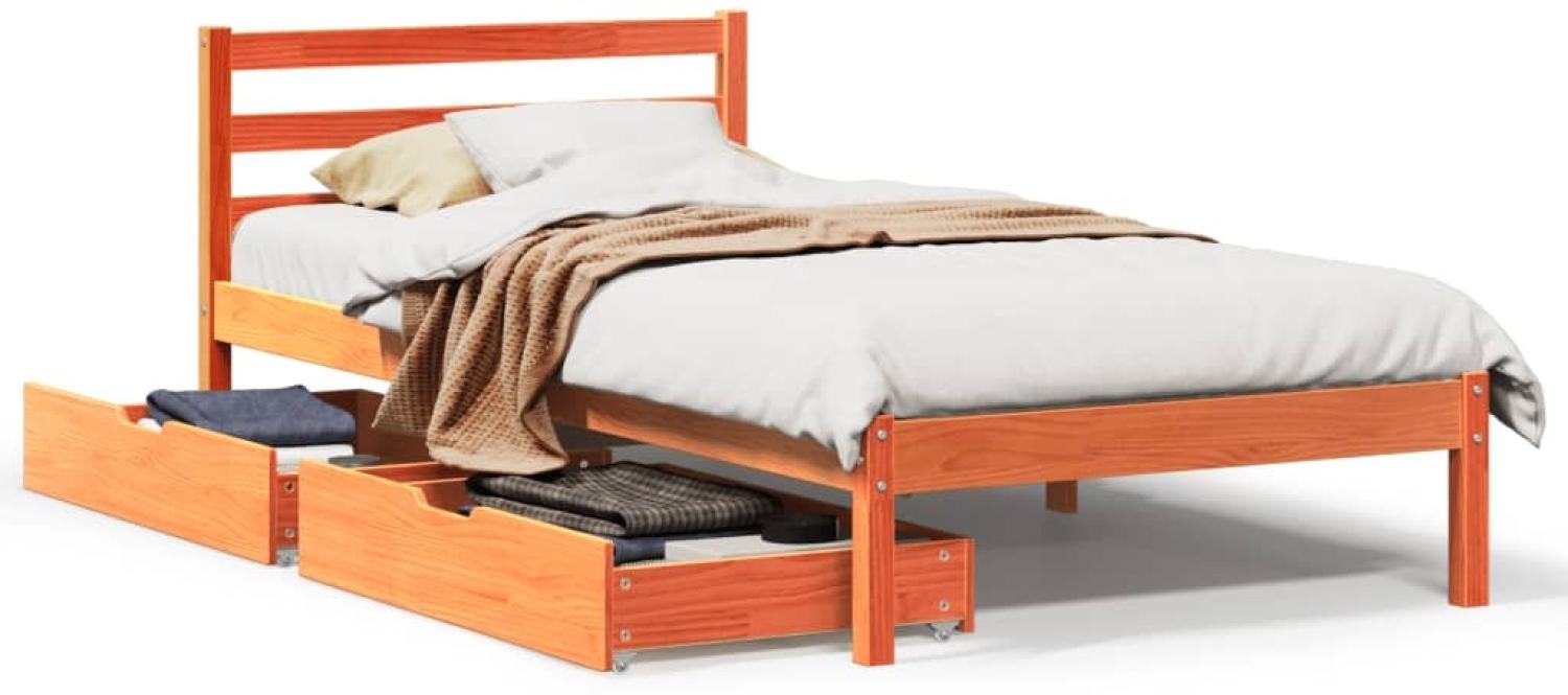vidaXL Massivholzbett ohne Matratze Wachsbraun 90x190 cm Kiefernholz 3301551 Bild 1