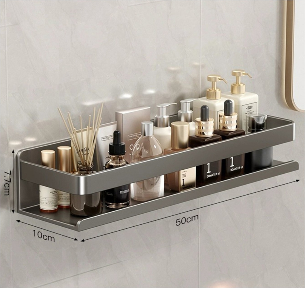 ibettertec Duschablage Edelstahl Eckregal ohne Bohren,in Größen 30/40/50 cm,Duschkorb, Aluminium Rostfrei,Badezimmer Duschablage, Schwarzes Wandregal für Bad und Küche, inkl. Gewürzregale Bild 1