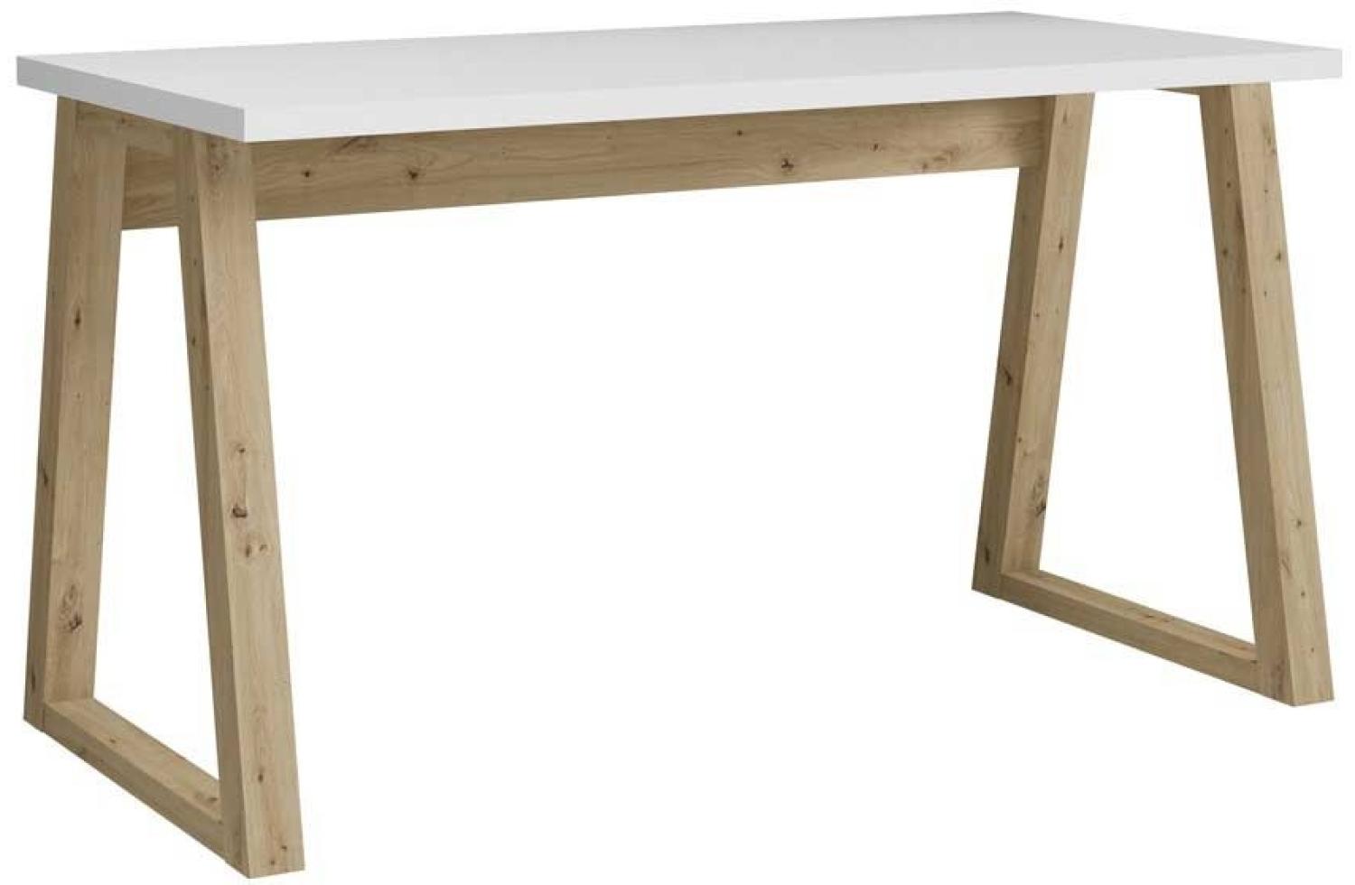 Schreibtisch Bürotisch Iwo 135x65x75cm weiß Artisan Eiche Bild 1