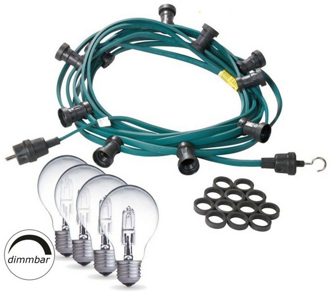 SATISFIRE Lichterkette Illu- Party Garten Außenlichterkette 30m grün 30 Halogenlampen dimmbar, 30-flammig Bild 1