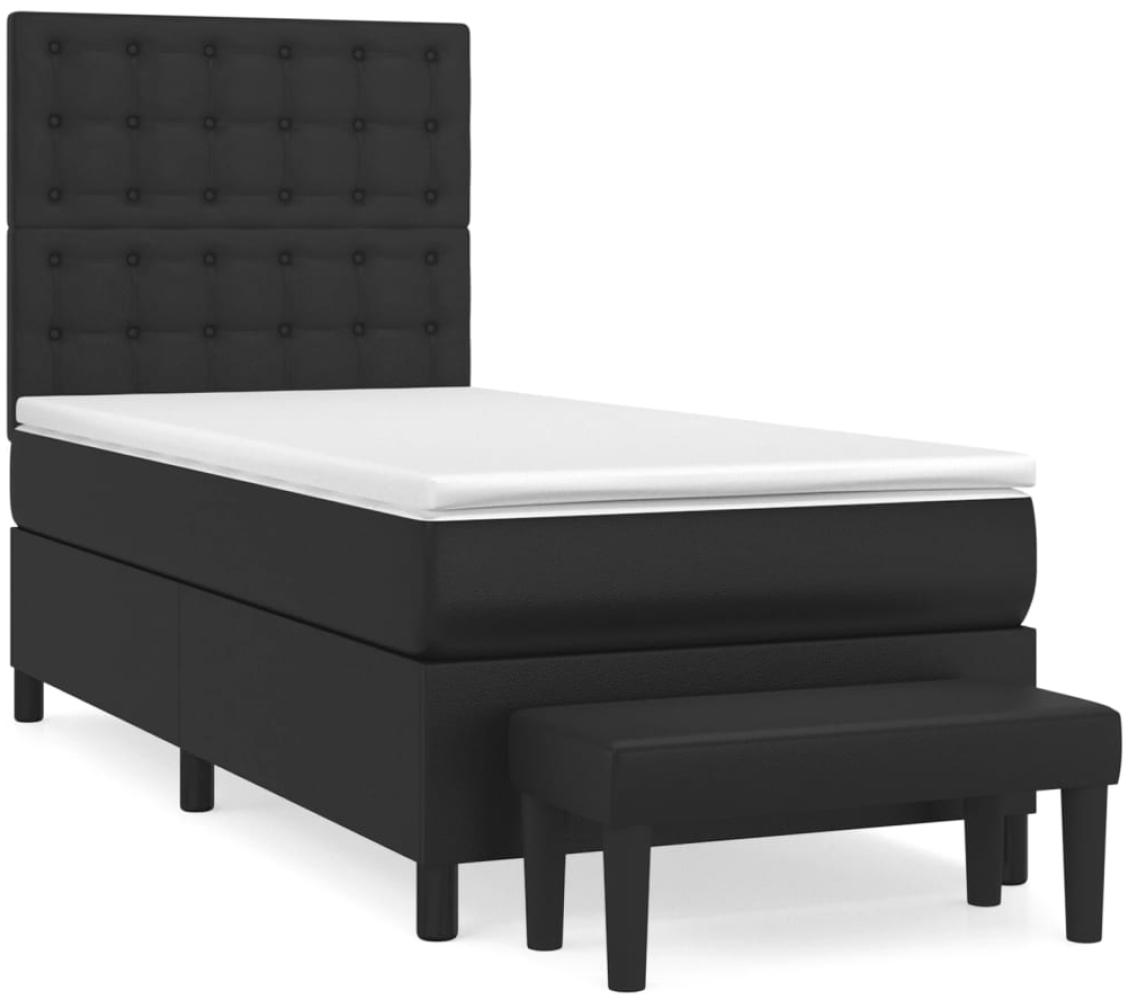 vidaXL Boxspringbett mit Matratze Schwarz 100x200 cm Kunstleder 3137647 Bild 1