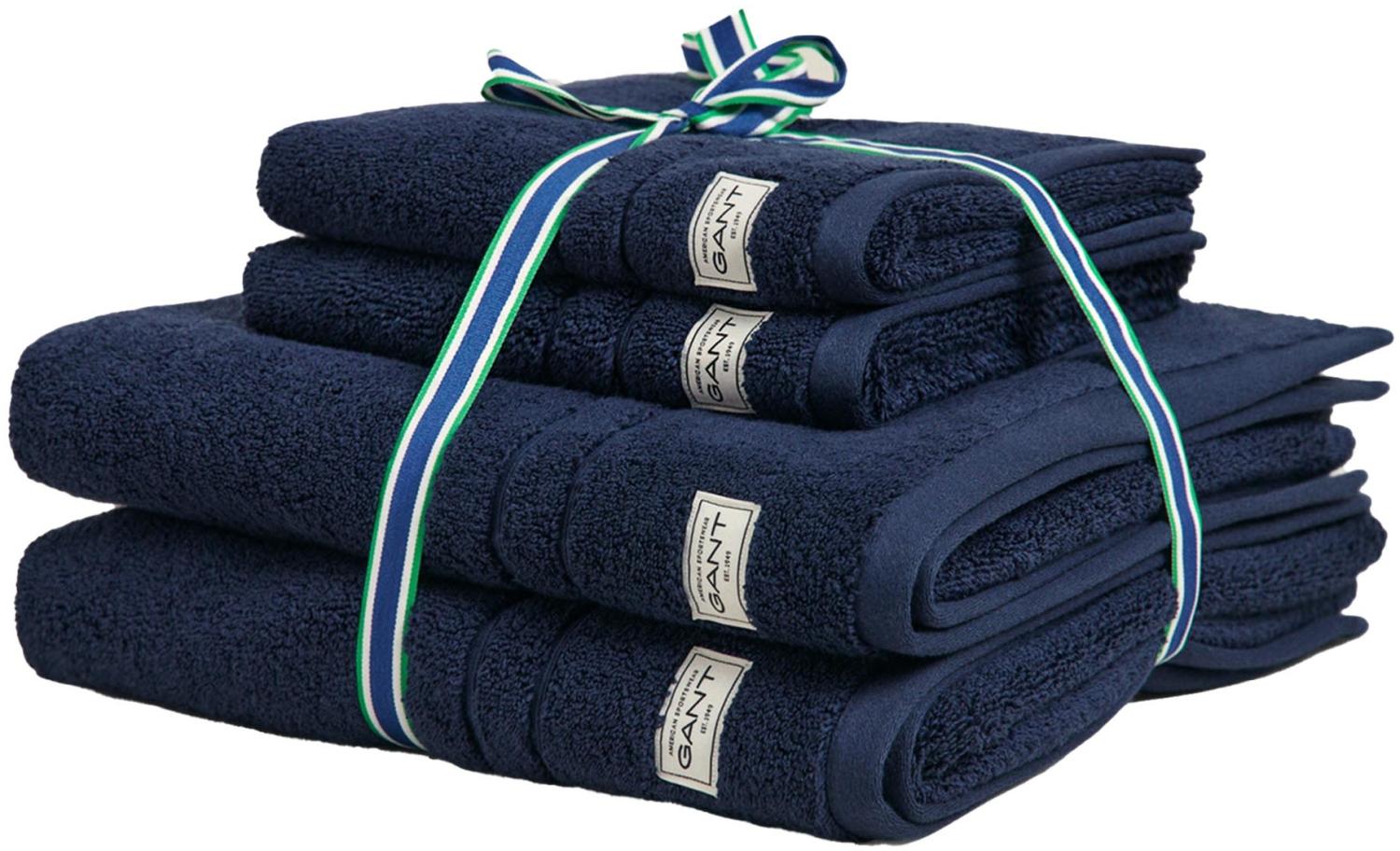 GANT Handtuch/Duschtuch-Set, 4-teilig - PREMIUM TOWEL, Frottee, 50x70 und 70x140 Marine Set Bild 1