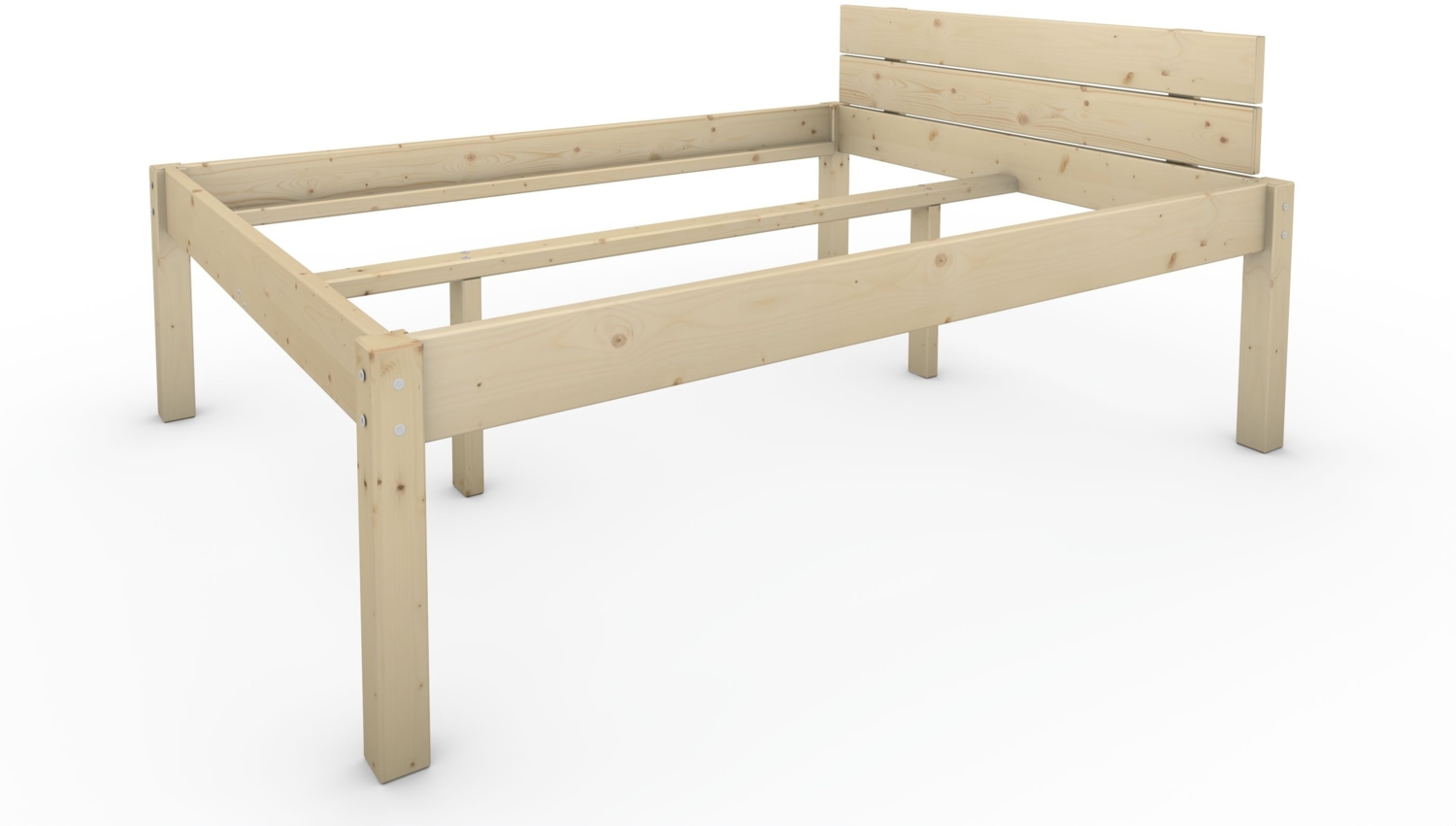 Pfostenbett Massivholzbett (Fichte) "Daybett" 140 x 190 cm 58 cm Holzbett 300kg Bild 1