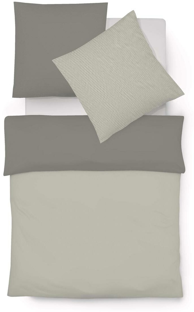 Fleuresse Edelflanell Bettwäsche Lech W Telida | 240x220 cm + 2 x 80 x 80 cm | silber-granit Bild 1
