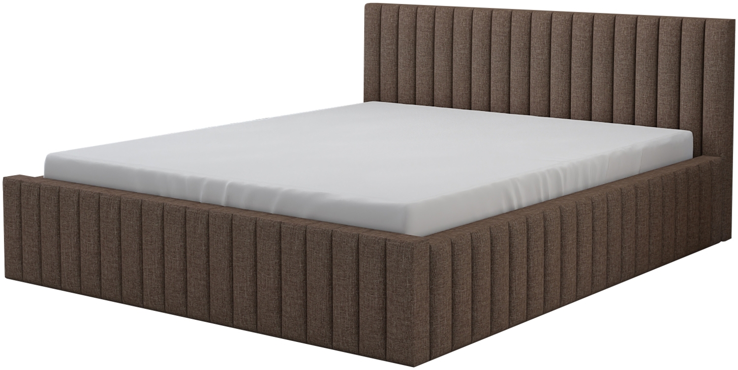 Polsterbett LOG 140x200 mit Matratze, Bettkasten und Lattenrost. Farbe: BRAUN 25 Bild 1