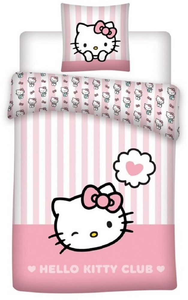 Hello Kitty Bettbezug Set Baumwolle 135x200 cm + Kissen 80x80 cm Bild 1