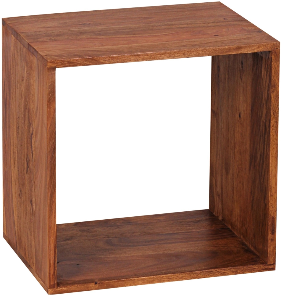 Standregal Massivholz MUMBAI Sheesham 43,5 cm Cube Regal Design Holzregal Naturprodukt Beistelltisch Landhaus-Stil Bild 1