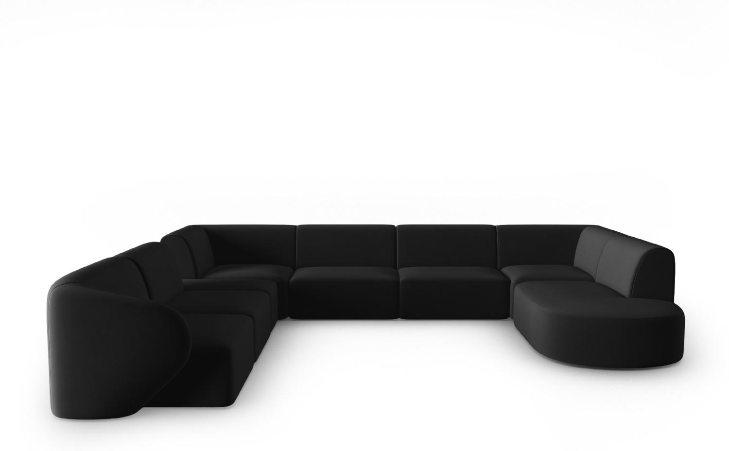 Micadoni Modulares Panorama Ecksofa Shane 8-Sitzer Links Samtstoff Schwarz Bild 1