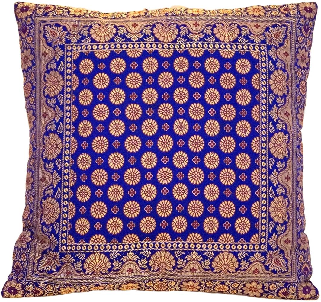 Handgewebter indischer Banarasi Seide Deko-Kissenbezug in Violet - 40 cm x 40 cm Bild 1