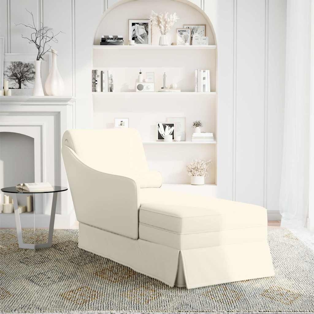 vidaXL Chaiselongue mit Nackenrolle und Rechter Armlehne Creme Samt 4009789 Bild 1