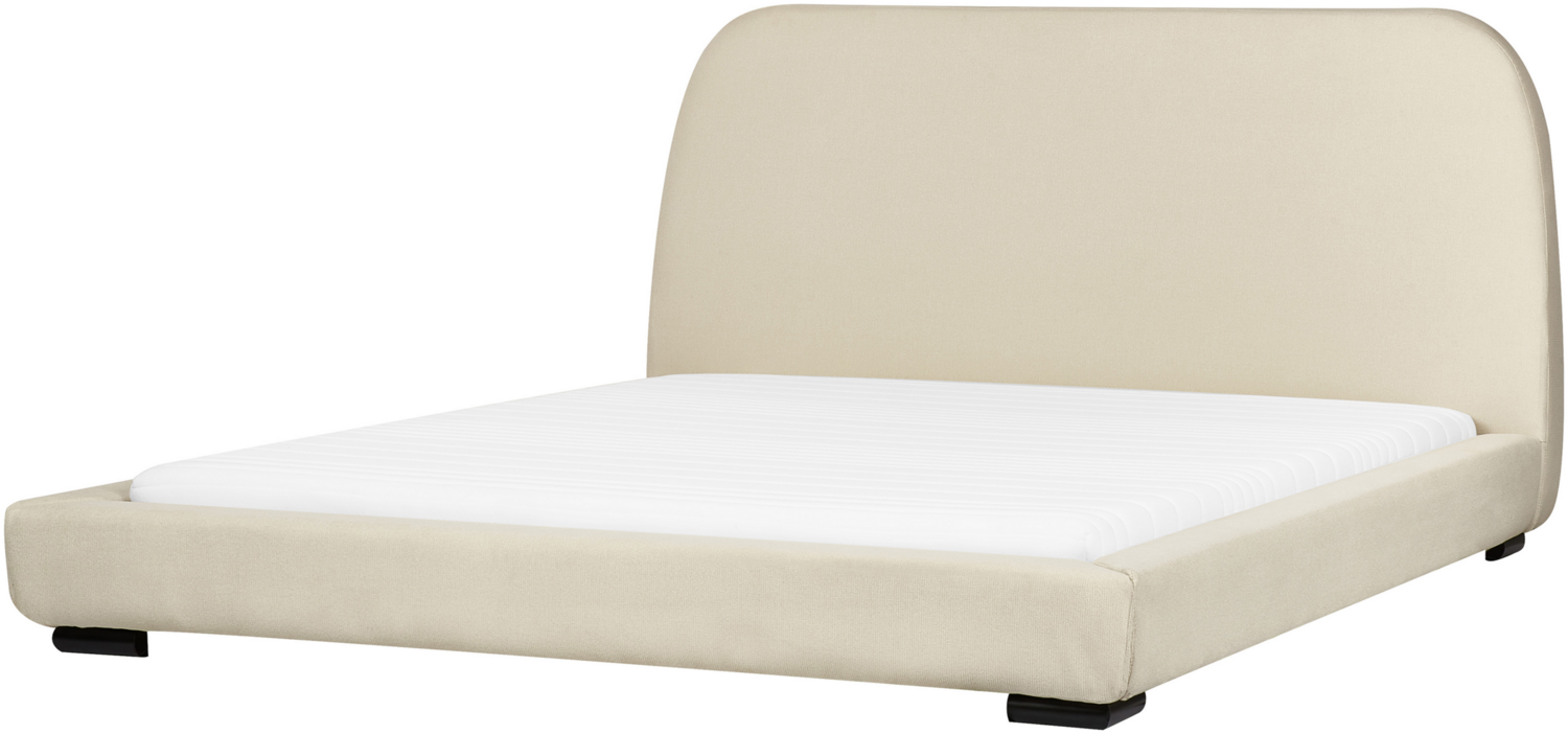 Bett mit Lattenrost ROISEL 160 x 200 cm Stoff Creme Bild 1