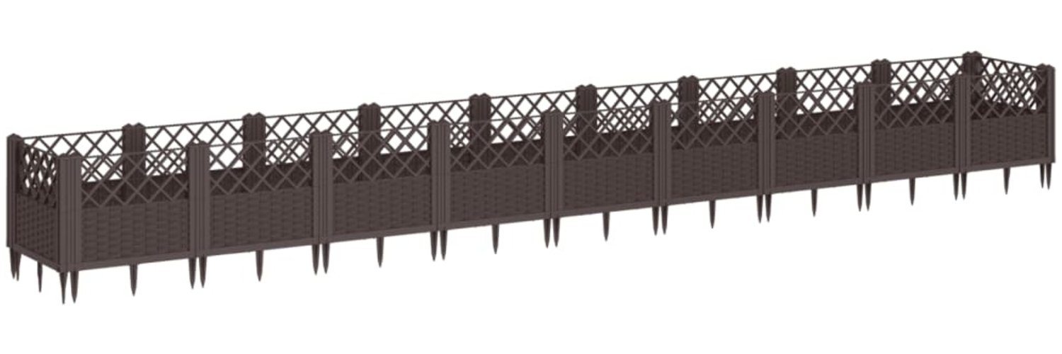 vidaXL Pflanzkasten mit Erdspießen Braun 363,5x43,5x43,5 cm PP 368026 Bild 1