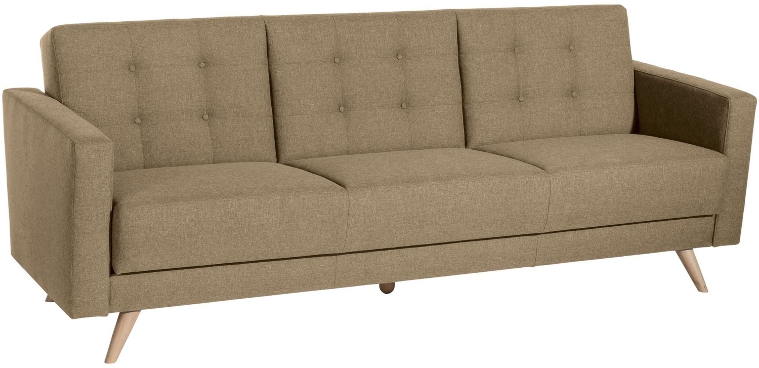 Sofa 3-Sitzer mit Bettfunktion Karisa Bezug Flachgewebe Buche natur / sand 21929 Bild 1