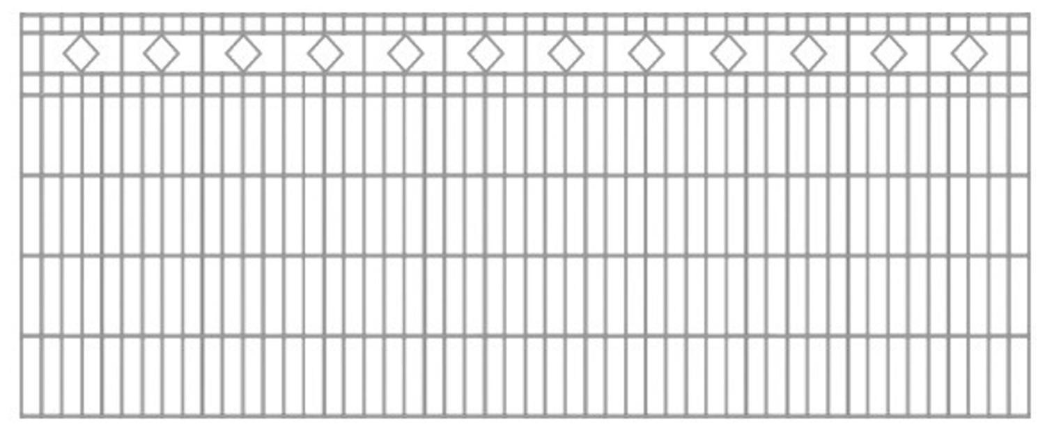 Schmuckzaun / Doppelstabmattenzaun Diamant / Raute Komplett-Set mit Abdeckleisten / Verzinkt / 101cm hoch / 10m lang Bild 1