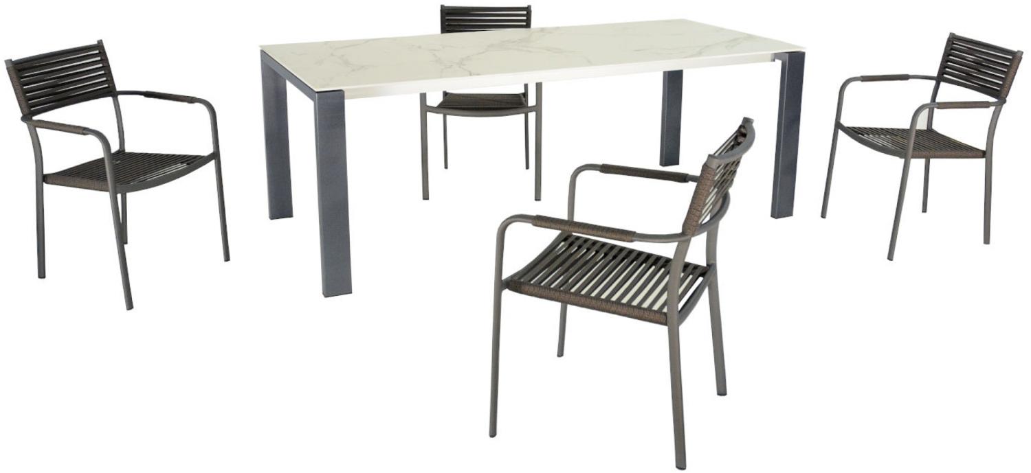 SIT Mobilia 5-tlg Sitzgruppe Olympia Oslo/Arica Edelstahl anthrazit/Alu 160x95 cm Bild 1