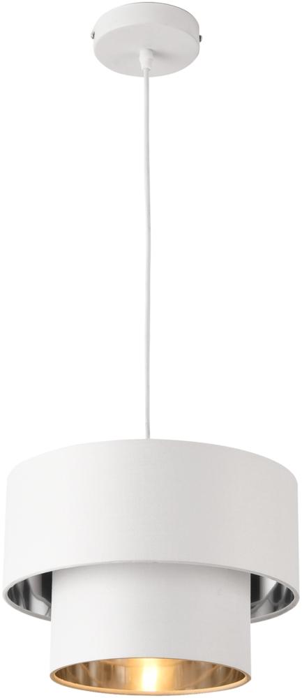 lux. pro 'Lopar' Hängeleuchte, E27, Metall / Stoff, Weiß, Ø 30 cm Bild 1