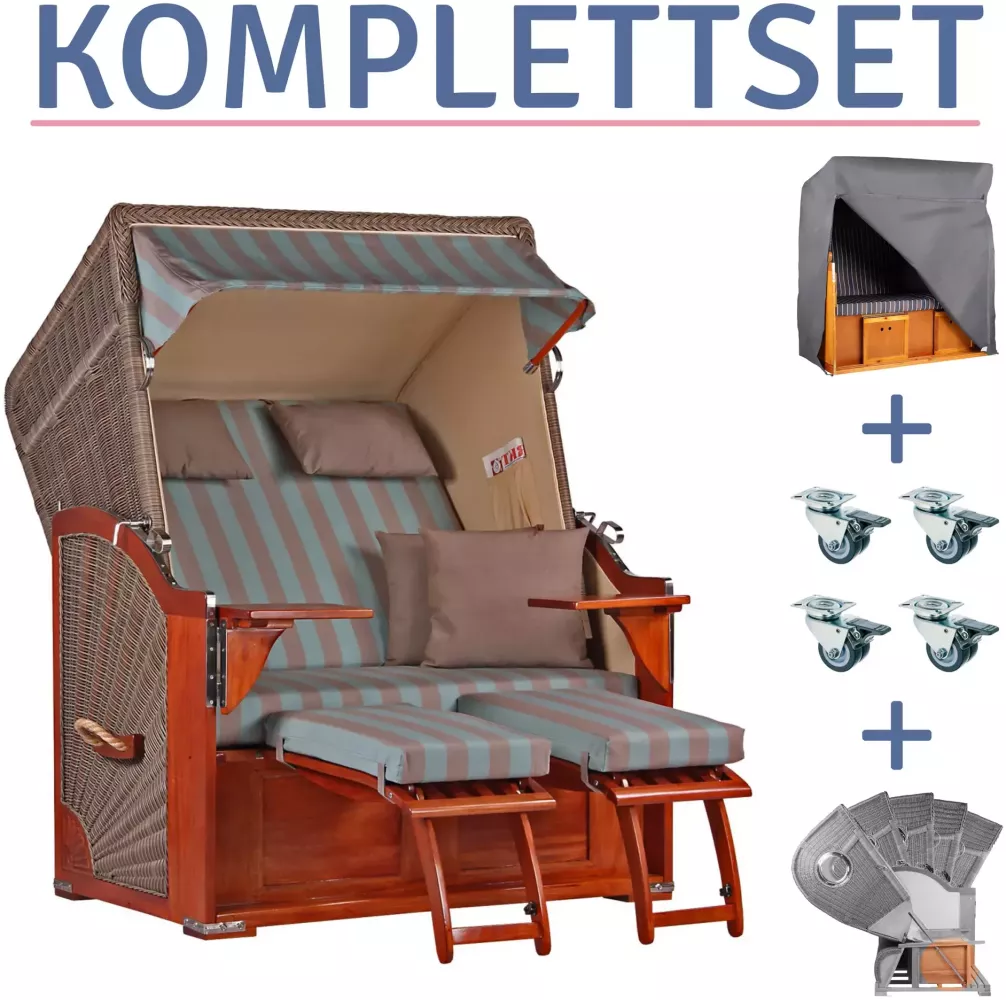 Strandkorb Spiekeroog Mahagoni PE grey Dessin 520-KOMPLETTSET Bild 1