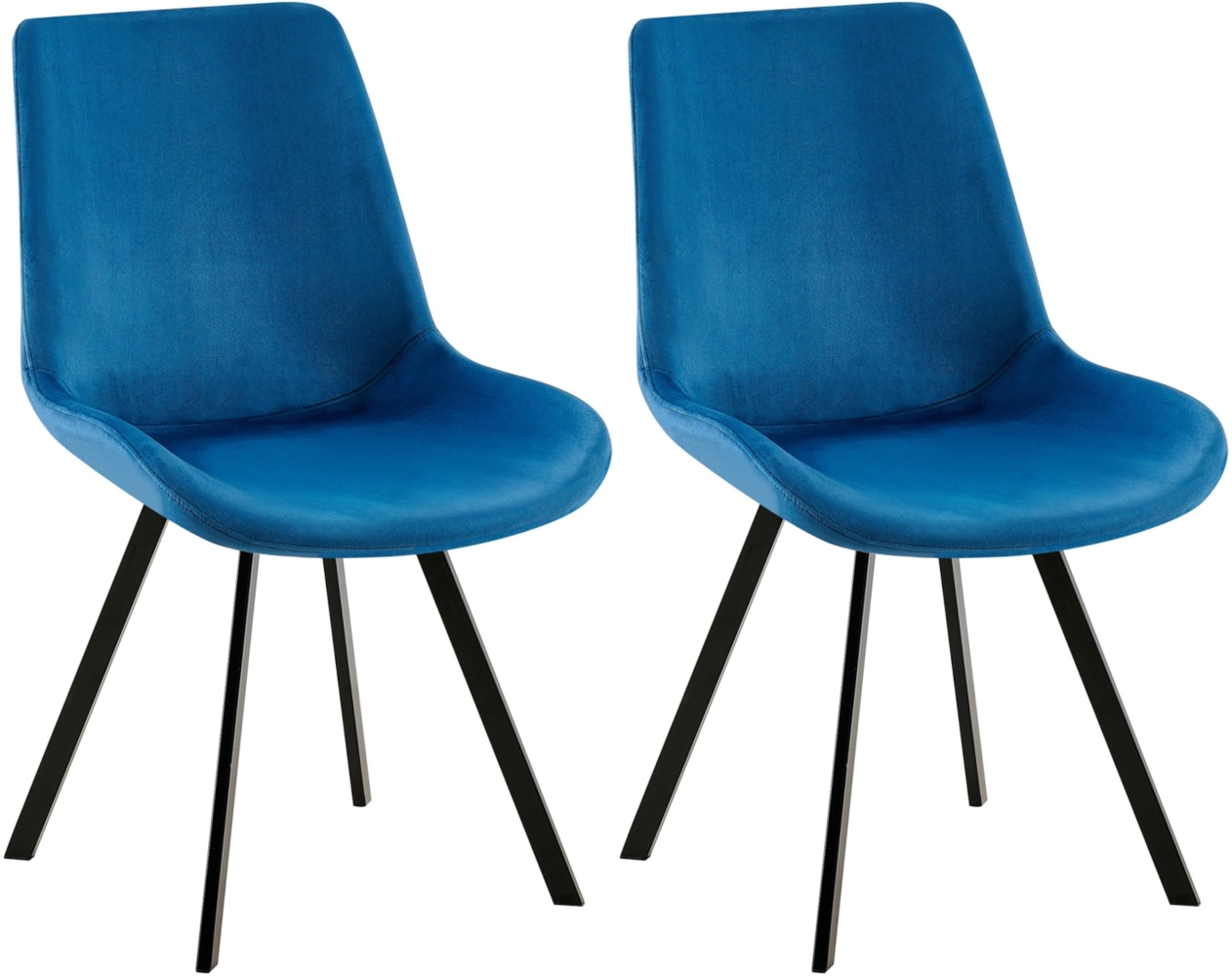 CLP 2er Set Esszimmerstuhl Lewes Samtbezug 360 Grad drehbar und gepolstert,dunkelblau Bild 1