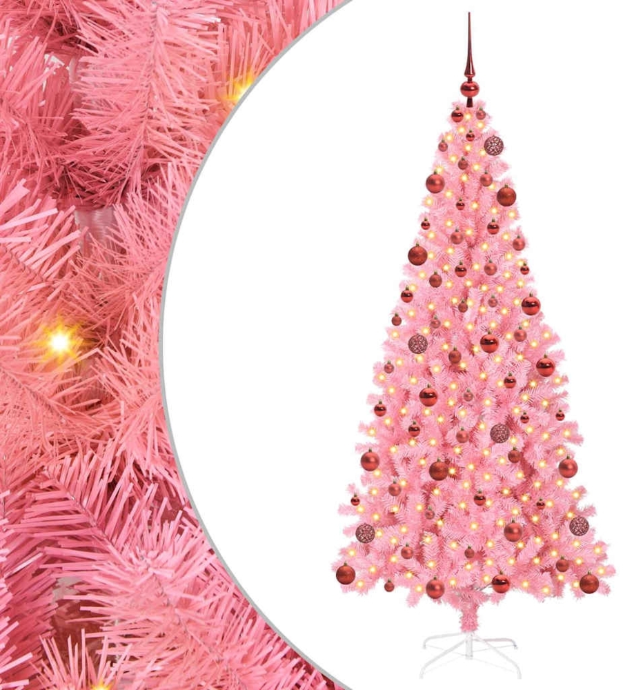 vidaXL Weihnachtsbaum mit 300 LEDs mit Ständer Rosa 180 cm PVC 3396429 Bild 1