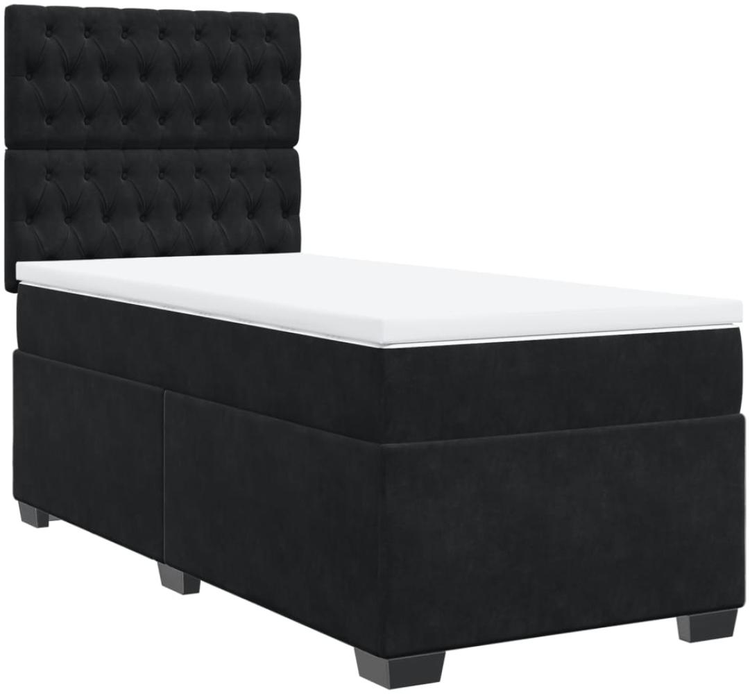 vidaXL Boxspringbett mit Matratze Schwarz 100x200 cm Samt 3290842 Bild 1