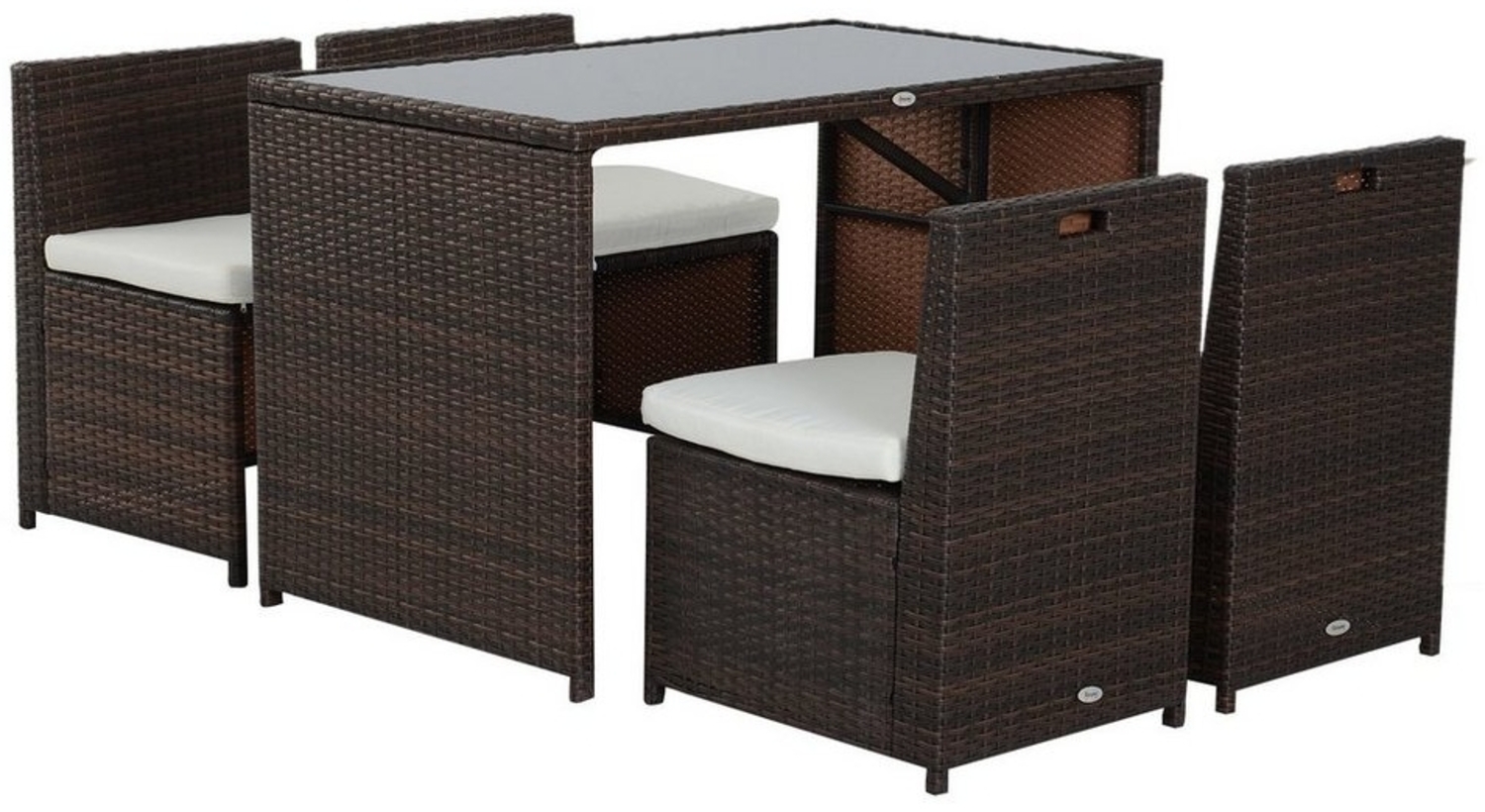 Outsunny Sitzgruppe Polyrattan Garnitur als 5-teiliges Set Bild 1