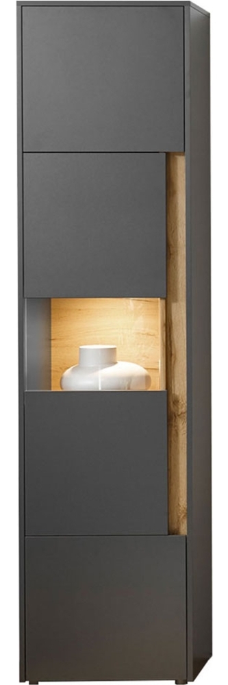 Vitrine Cintia / City, Holzwerkstoff, Schwarz, Holzfarben, 50 x 197 x 40 cm Bild 1