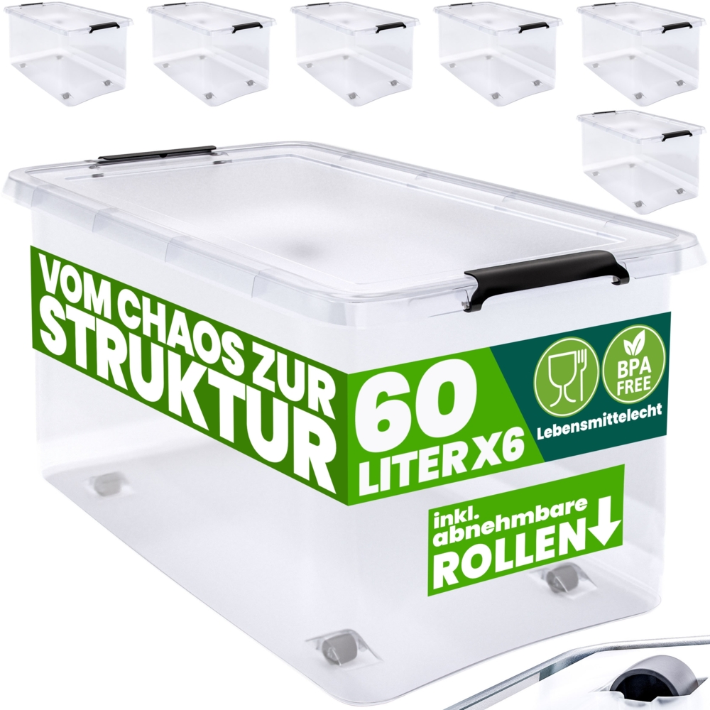 Aufbewahrungsbox, 60 Liter, 6er-Set Bild 1