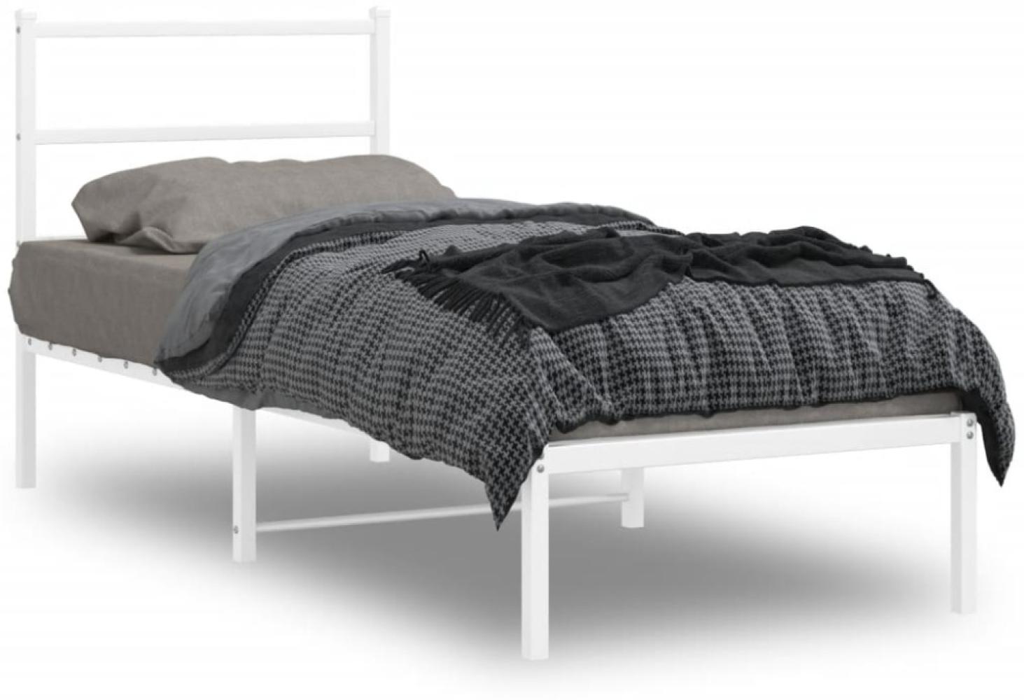 vidaXL Metallbett ohne Matratze mit Kopfteil Weiß 75x190 cm 355404 Bild 1