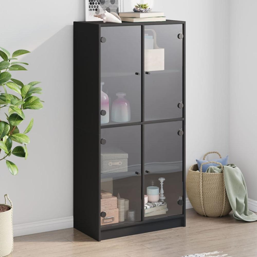 vidaXL Highboard mit Türen Schwarz 68x37x142 cm Holzwerkstoff 3295858 Bild 1