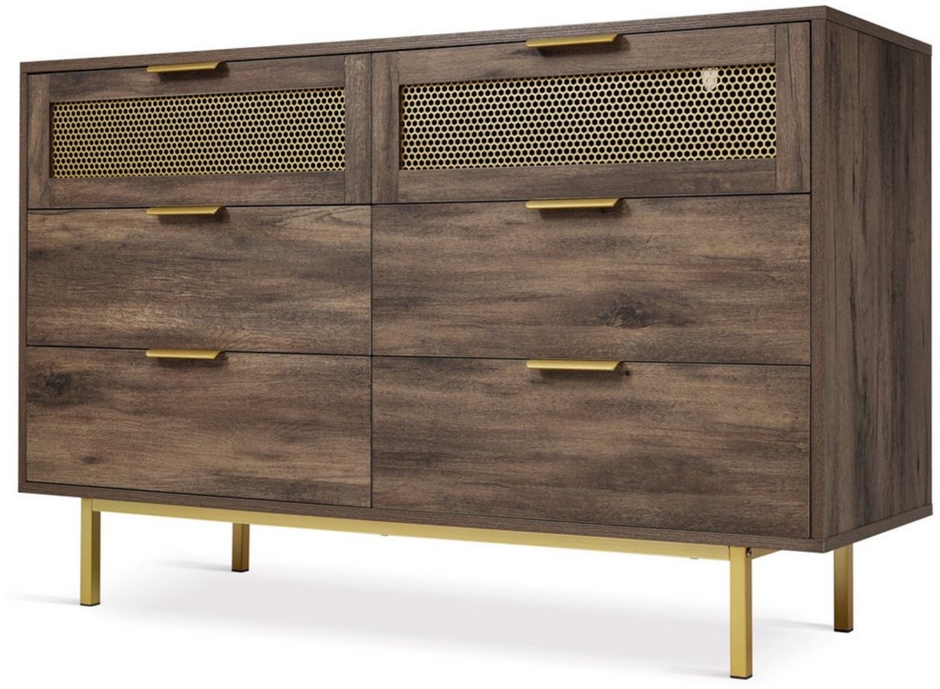 Refined Living Sideboard Kommode mit 6 Schubladen Wohnzimmerschrank Schubladenschrank (120 x 40 x 76 cm, 1 St, Metallgriffe Kommode, Viel Stauraum, Stabile Rahmenkonstruktion), Mehrzweckschrank für Flur, Schlafzimmer, Wohnzimmer und Kinderzimmer Bild 1