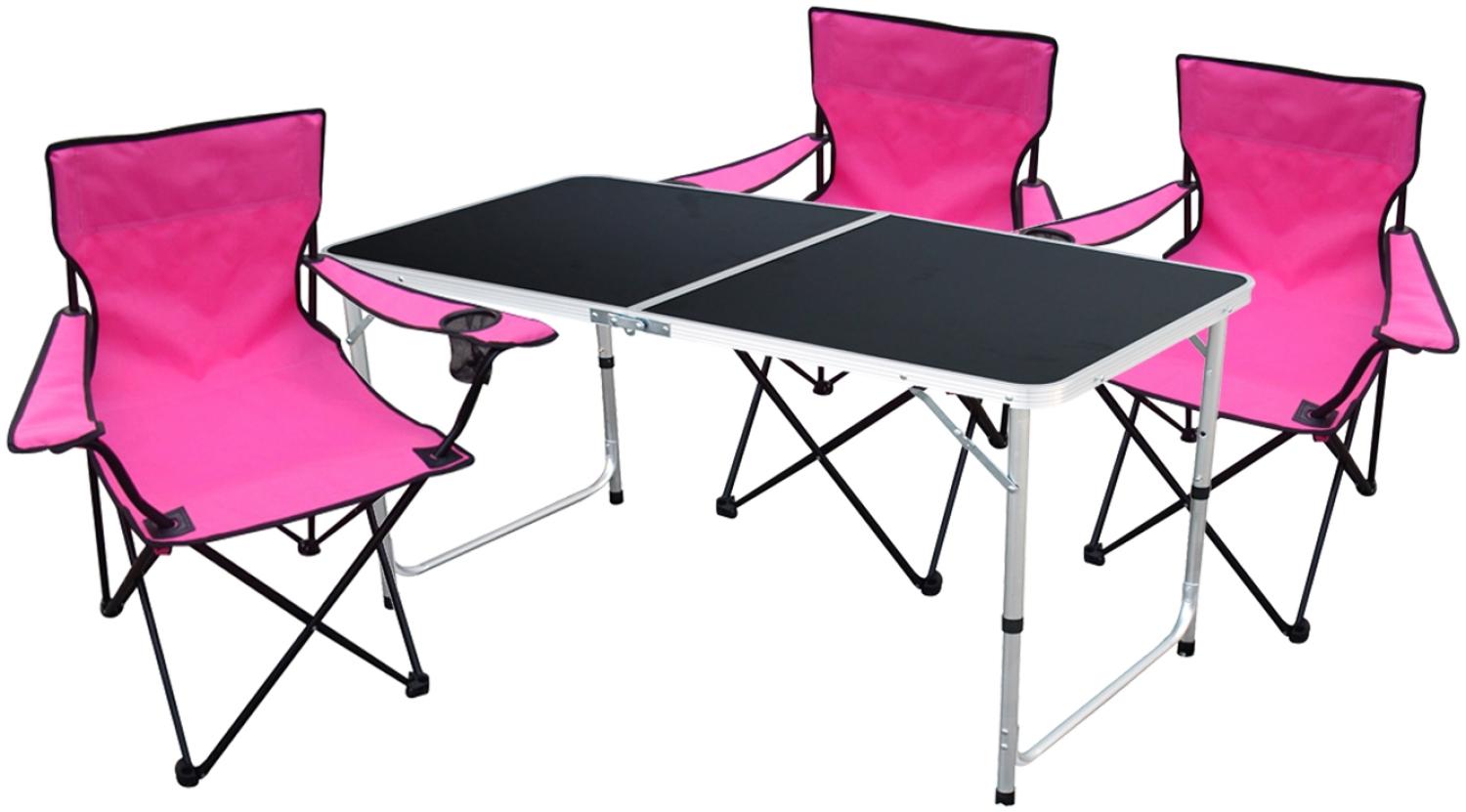 4-teiliges Campingmöbel Set Schwarz - Pink Bild 1