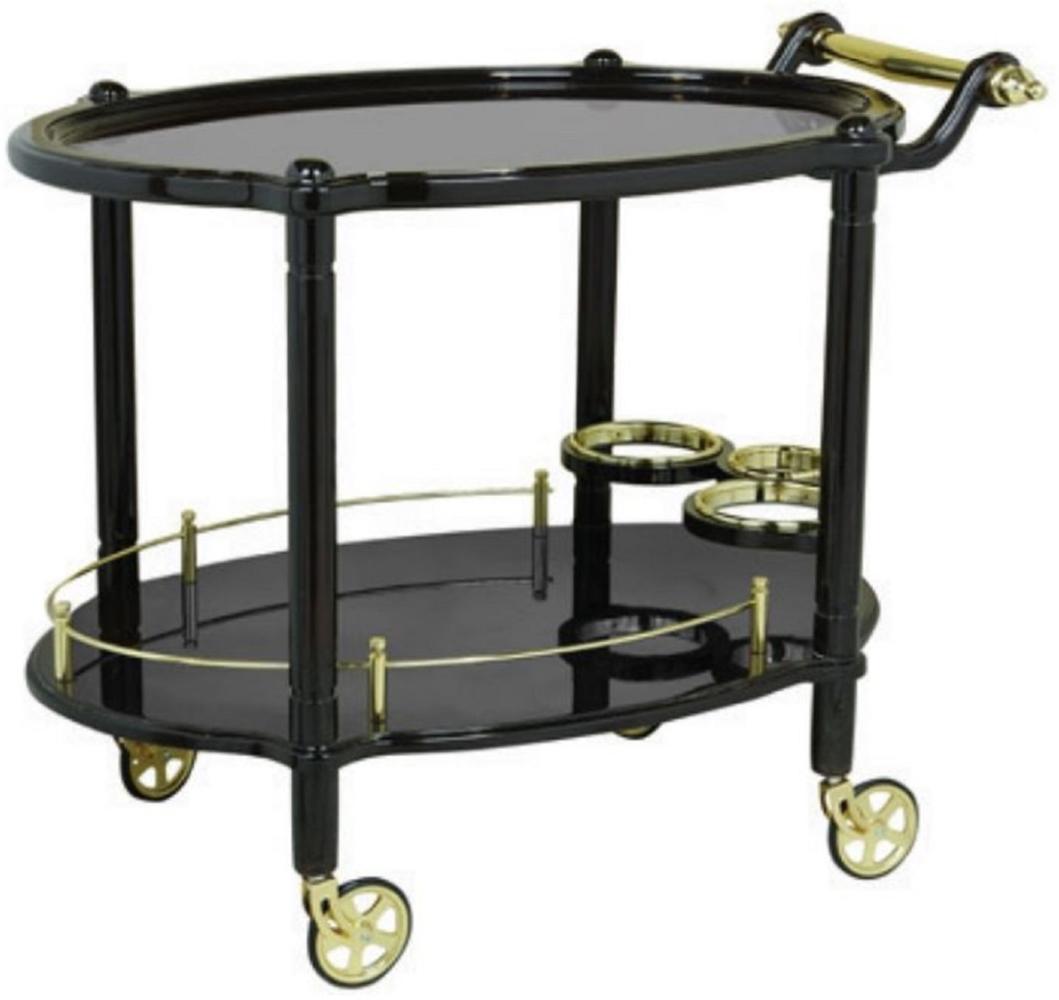 Casa Padrino Luxus Servierwagen Schwarz / Gold 88x60 x H. 87 cm - Hotel Restaurant Gastronomie Trolley - Luxus Hotel Restaurant Gastronomie Accessoires - Luxus Möbel Bild 1