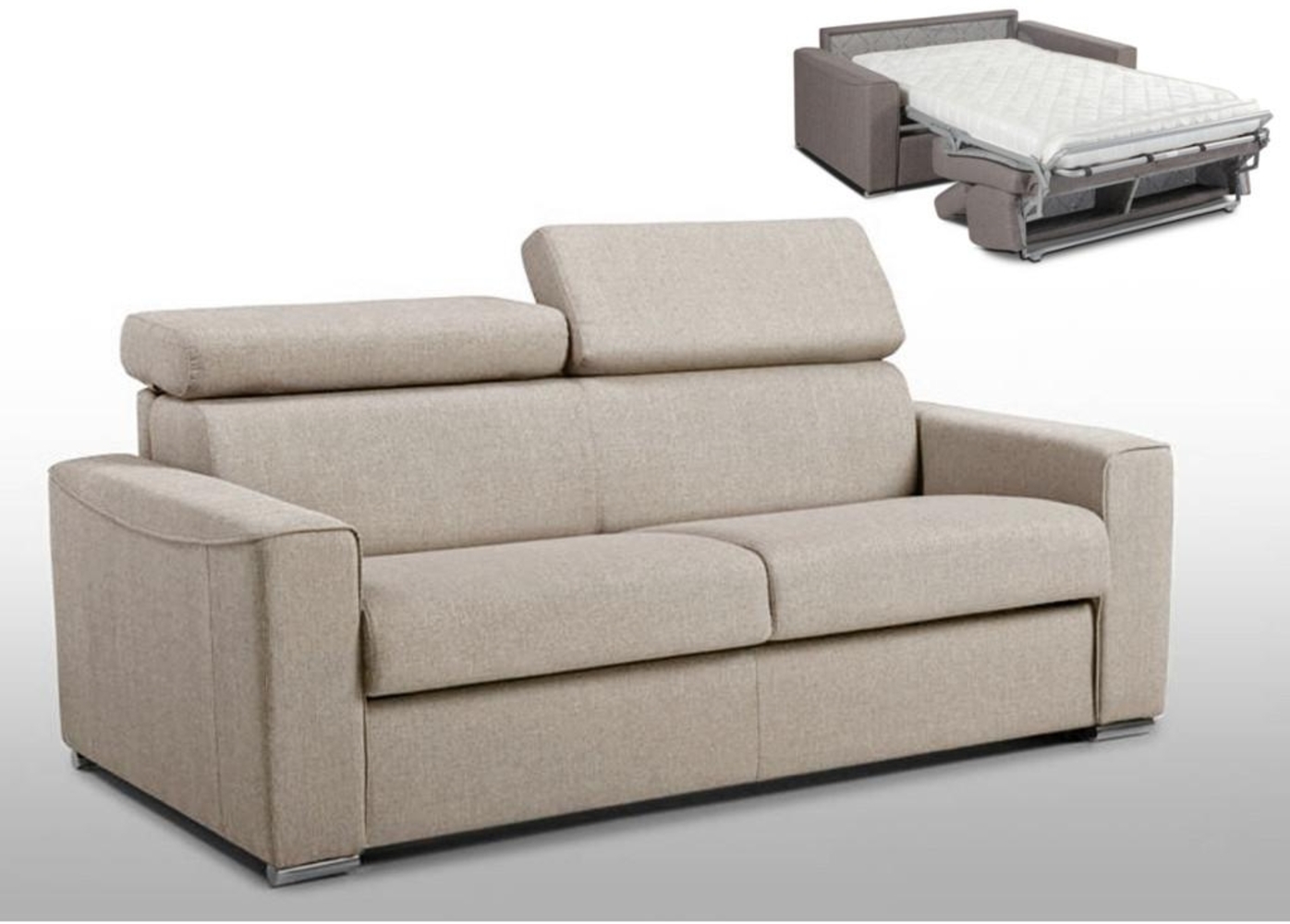 Schlafsofa 3-Sitzer Stoff VIZIR - Beige - Liegefläche: 140 cm - Matratzenhöhe: 14 cm Bild 1