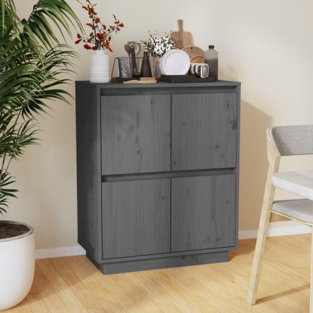 Sideboard Grau 60 x 34 x 75 cm Massivholz Kiefer [813377] Bild 1
