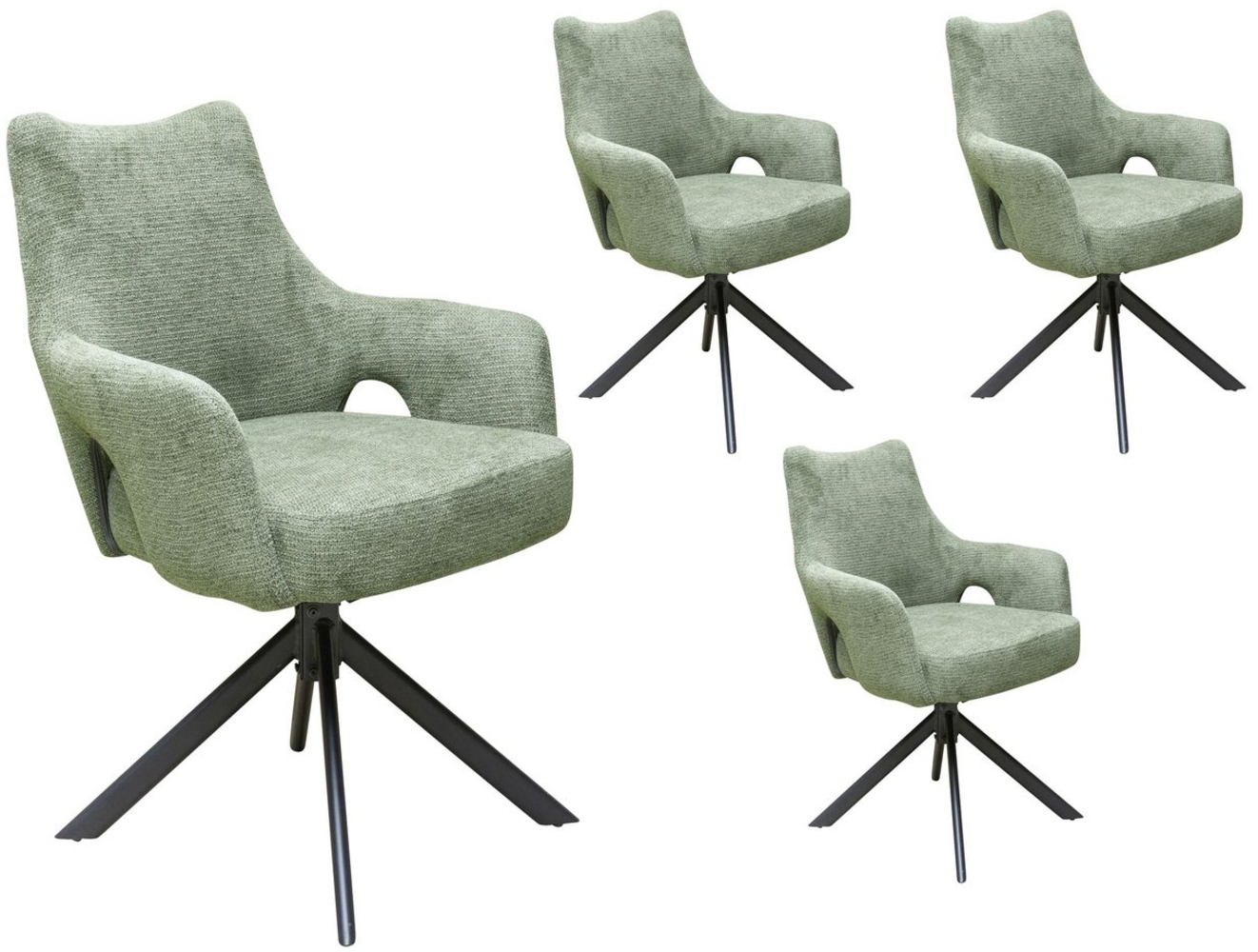 LC Home Esszimmerstuhl Esszimmerstuhl Drehstuhl »Livrono« Webstoff Grau Polsterstuhl (4er Set) Bild 1