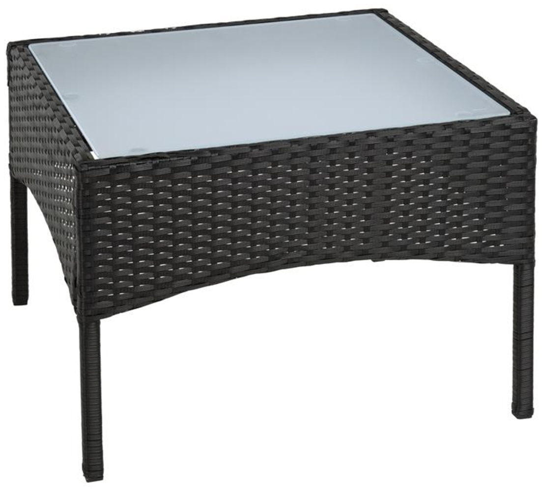 Polyrattan Beistelltisch Rattan Tisch Gartentisch Balkontisch Garten Möbel Glas Bild 1