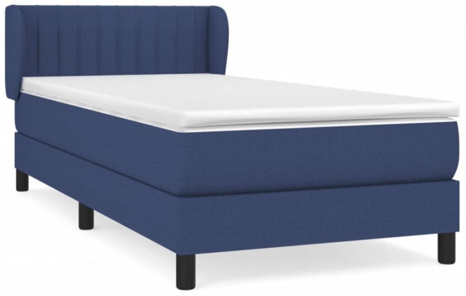 vidaXL Boxspringbett mit Matratze Blau 80x200 cm Stoff, Härtegrad: H2 [3126363] Bild 1