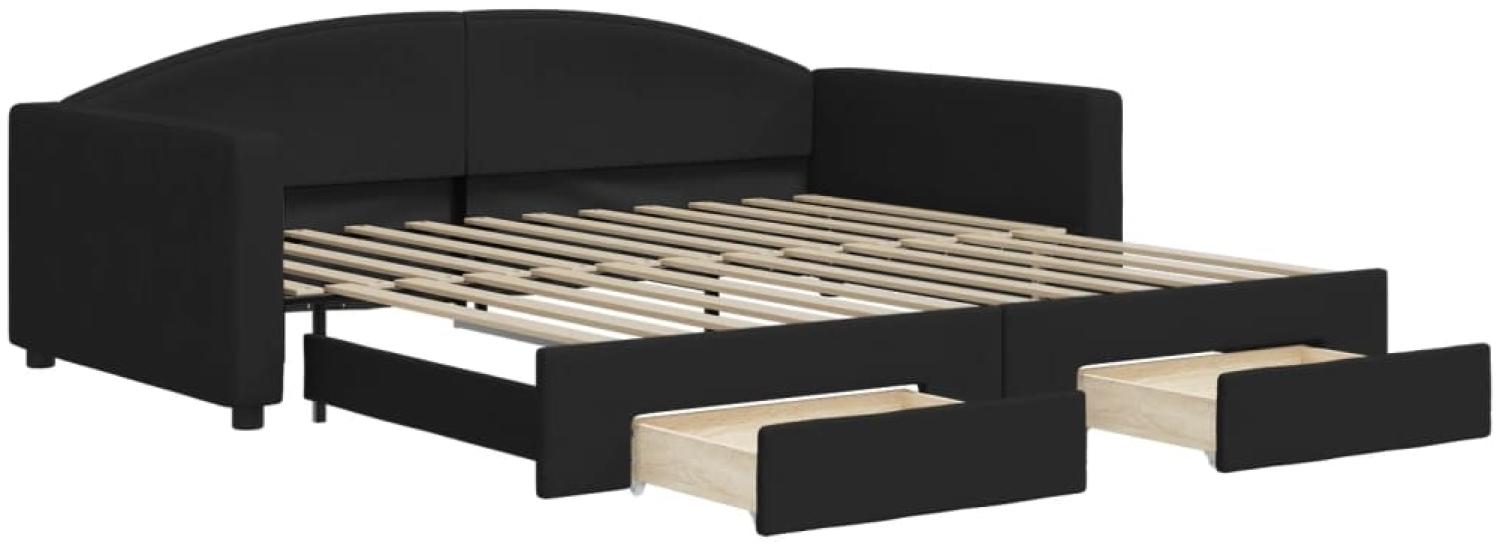 vidaXL Tagesbett Ausziehbar mit Schubladen Schwarz 100x200 cm Stoff 3197231 Bild 1