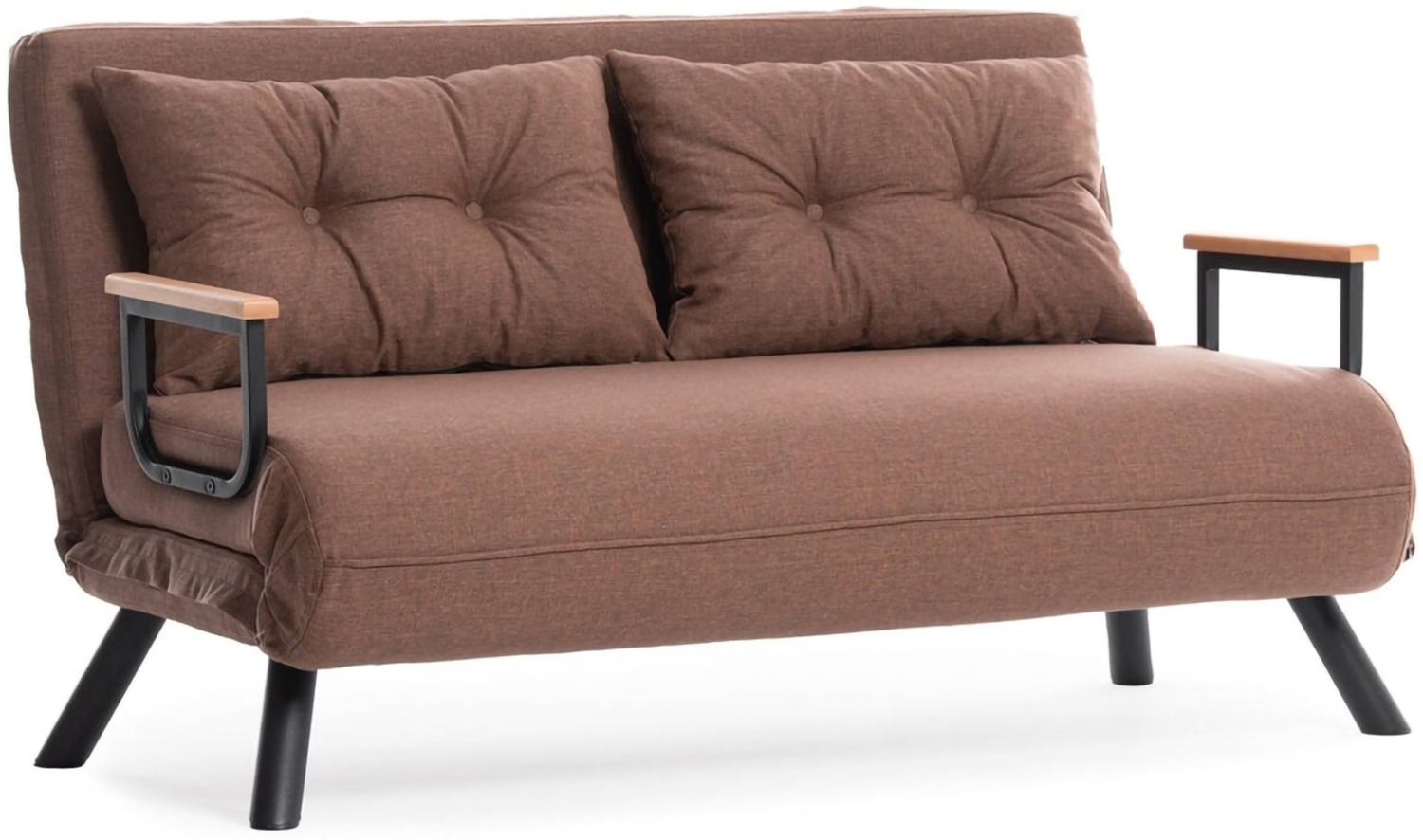 Dmora 2-Sitzer SchlafsofaCalvin, Verwandelbares Sofa, Lineare Stoffstruktur, Schlafsessel mit Stauraum, 133x78 h78 cm, Sand Bild 1