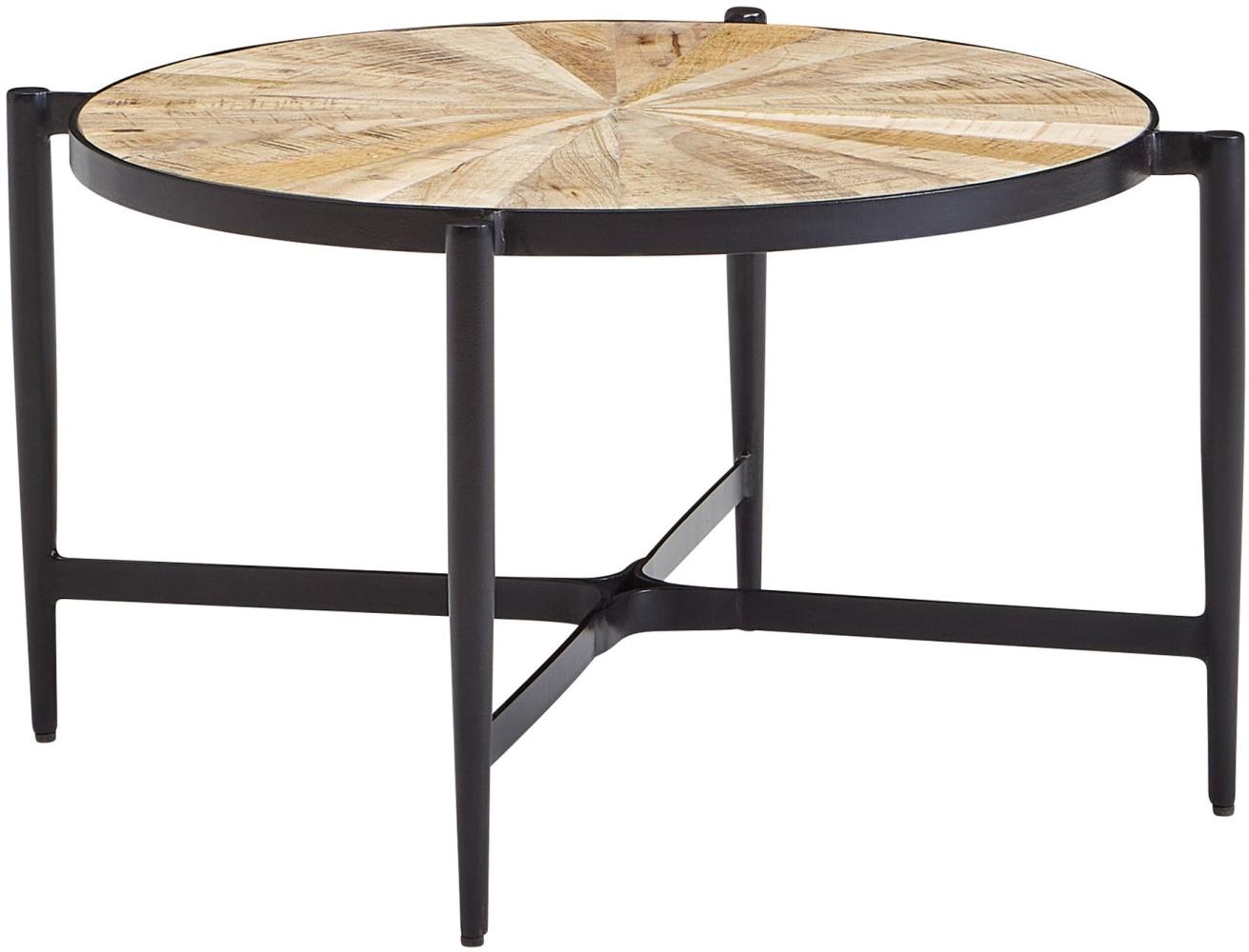 Kadima Design Industrieller Couchtisch "Mincio": Holzoptik, X-förmiges Metallgestell, handgefertigt. Beige, Material: Massivholz, 70 x 70 x 38 cm Bild 1
