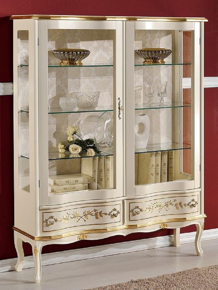 Casa Padrino Luxus Barock Vitrine Creme / Gold - Handgefertigter italienischer Barockstil Vitrinenschrank - Barockstil Möbel - Italienische Barock Möbel - Luxus Qualität - Made in Italy Bild 1