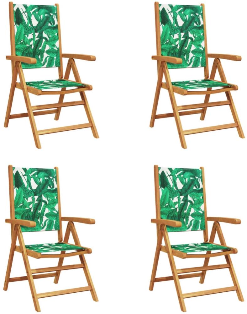vidaXL Gartenstühle Verstellbar 4 Stk. Grün Stoff und Massivholz 3214550 Bild 1