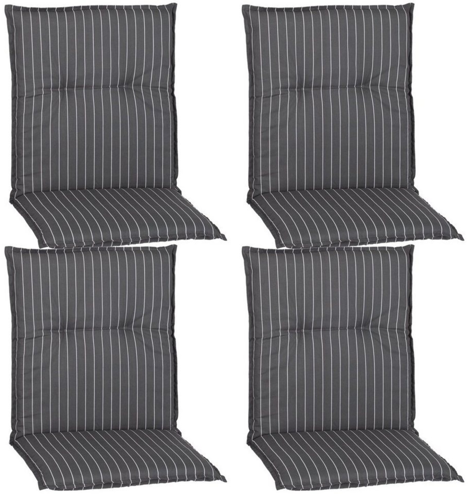 NYVI Sitzauflage Niedriglehner Auflagen 4er Set Barcelona Gartenstuhlauflagen 100x50cm, (4 St), Niederlehner Stuhlauflage Sitzauflage mit Halteband Streifen gestreift Bild 1