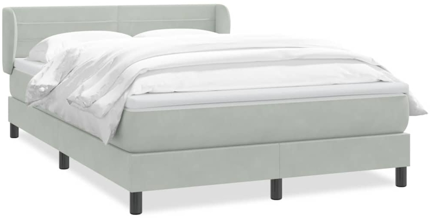 vidaXL Boxspringbett mit Matratze Hellgrau 140x220 cm Samt 3317649 Bild 1