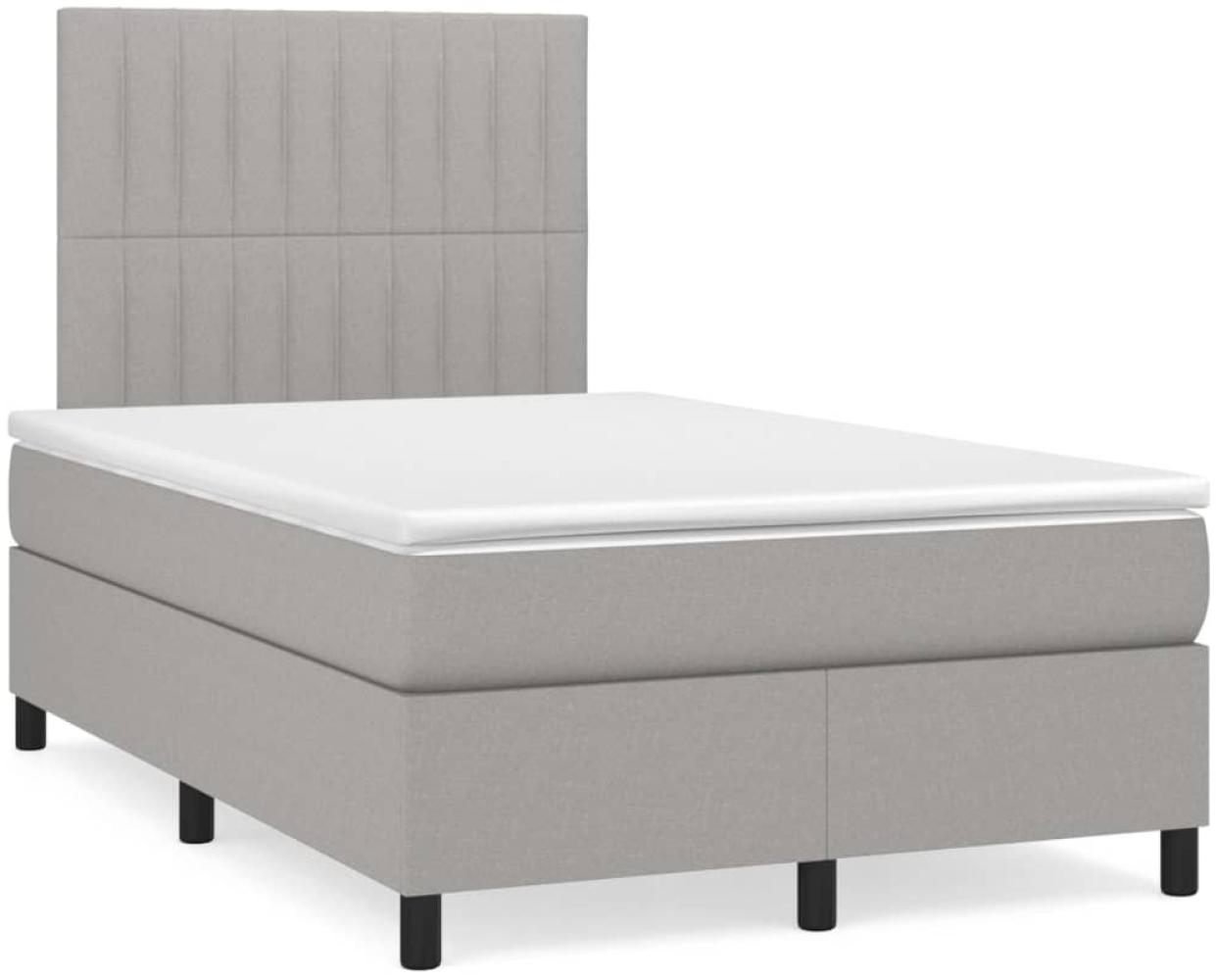 vidaXL Boxspringbett mit Matratze & LED Hellgrau 120x190 cm Stoff 3270211 Bild 1