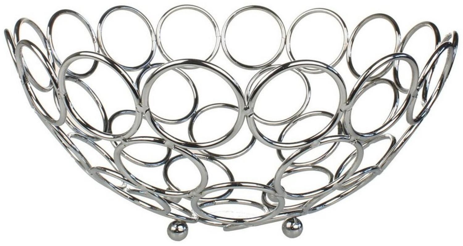 Macosa Home Dekoschale Silber metall 25 cm Brotkorb modern Tischdeko, Tischdeko Metallschale Obstschale Obstkorb Bild 1