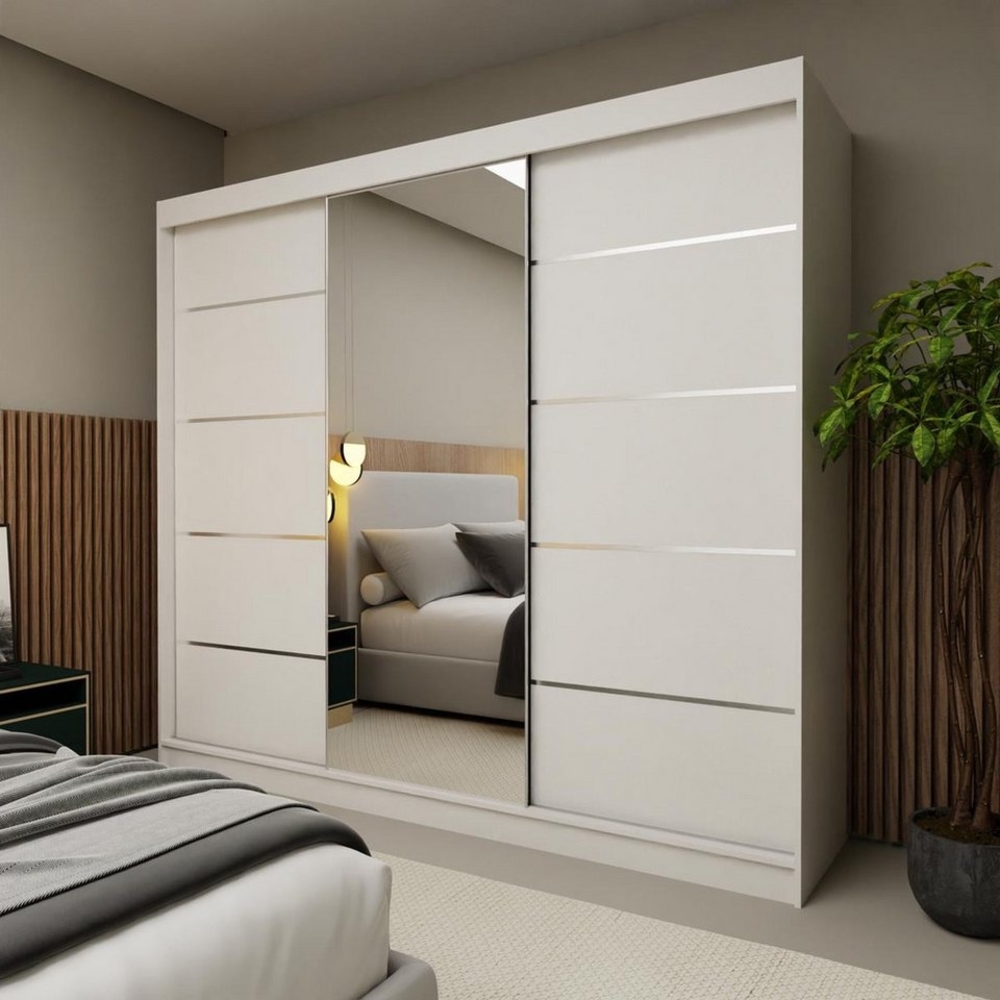 Compleo Schwebetürenschrank mit Spiegel 240 cm breit, Elegant design, Kaschmir Bild 1